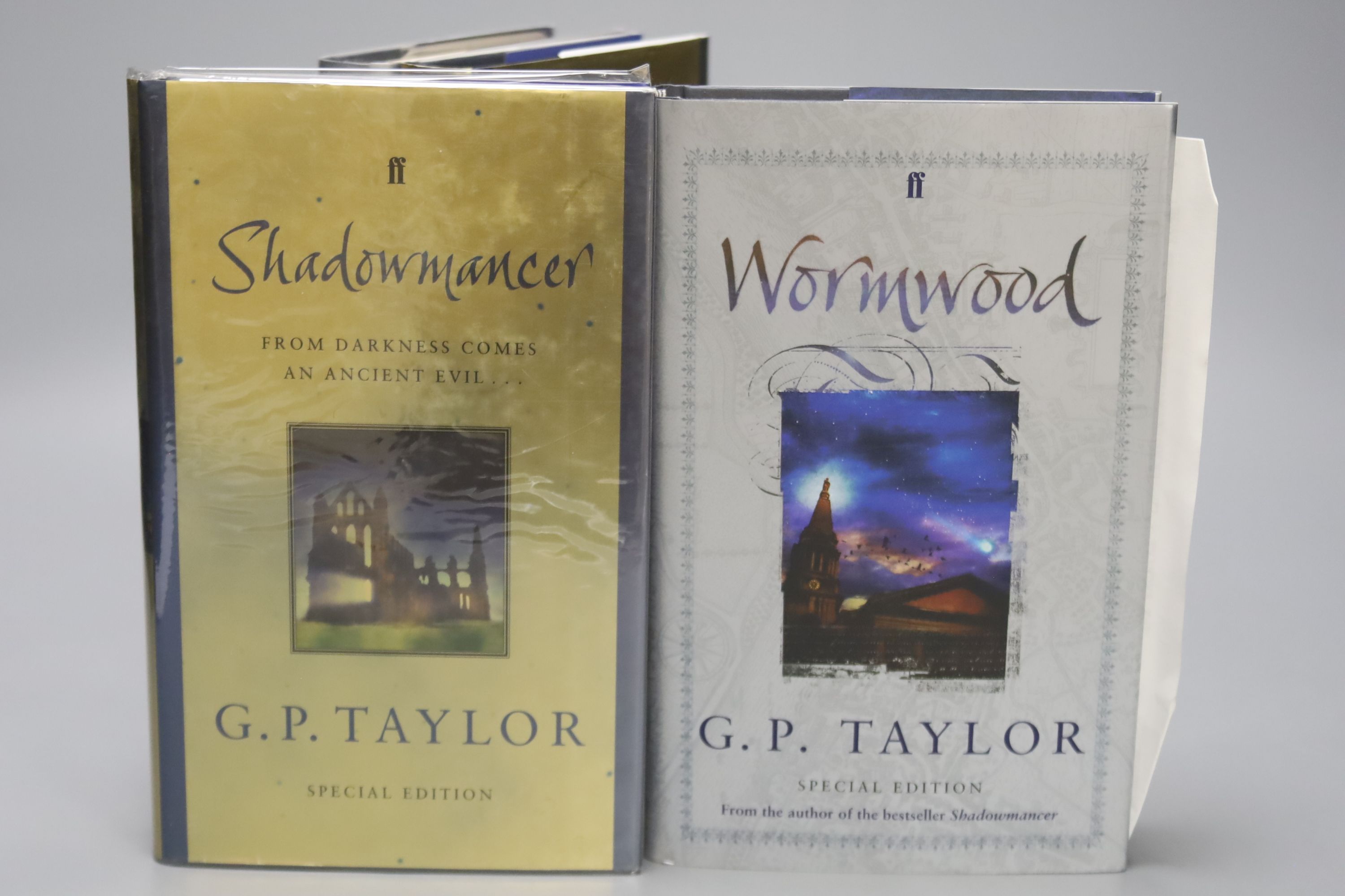 Taylor, G.P – Shadowmaker, special edition, from the library of G.P Taylor, 8vo, hardback, (signed and inscribed ‘from the library of G.P Taylor, 2005’, also signed to a second page, ‘with best wishes’, (dj and wrap pres